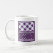 Mug Violet blanc À damiers Polka Dot Floral Damask Art (Gauche)