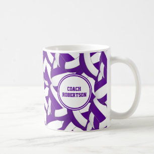 Mug violet blanc équipe de volley couleurs entraîneur 