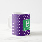 Mug Violet et vert (ou couleur personnalisée) Monogram (Devant gauche)