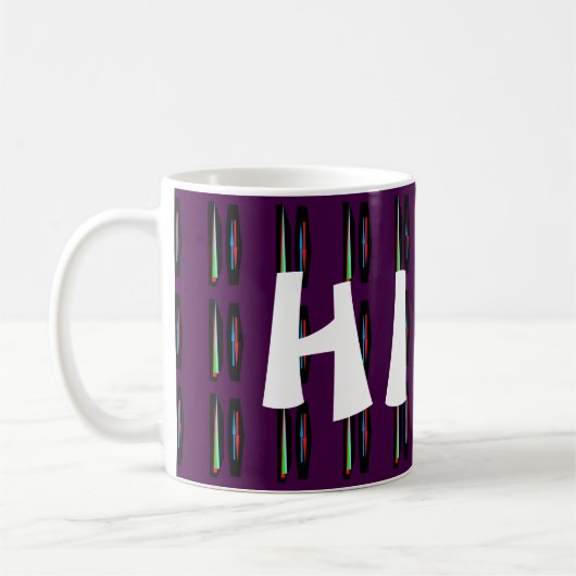 Mug Violet foncé avec des rayures de couleurs profonde (Gauche)