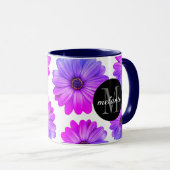 Mug Violet Fuchsia Daisy Ajouter votre nom et initial (Devant droit)