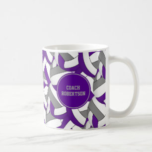 Mug violet gris couleurs de l'école volleyball entraîn