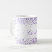 Mug Violet lavande parties scintillant poussière blanc (Devant gauche)