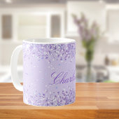 Mug Violet lavender glitter dust name script elegant