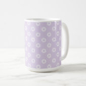 MUG VIOLET PASTEL AVEC RANGÉES DE FLEURS BLANCHES (Devant droit)