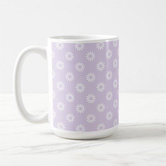 MUG VIOLET PASTEL AVEC RANGÉES DE FLEURS BLANCHES (Gauche)