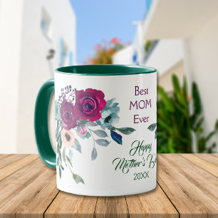 Mug Violet Rose Bouquet Meilleure Maman Fête des Mères