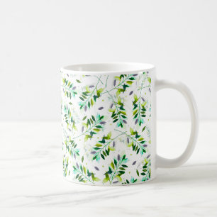 Mug Violet & Vert Aquarelle Feuilles botaniques