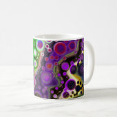 Mug Violet, Vert citron, Art Fluide Noir (Devant droit)