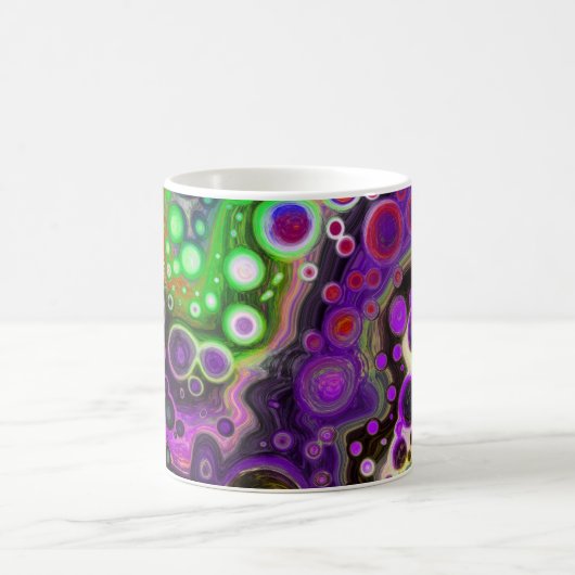 Mug Violet, Vert citron, Art Fluide Noir (Centre)