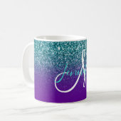Mug Violet violet et Turquoise Ombre Parties scintilla (Devant gauche)