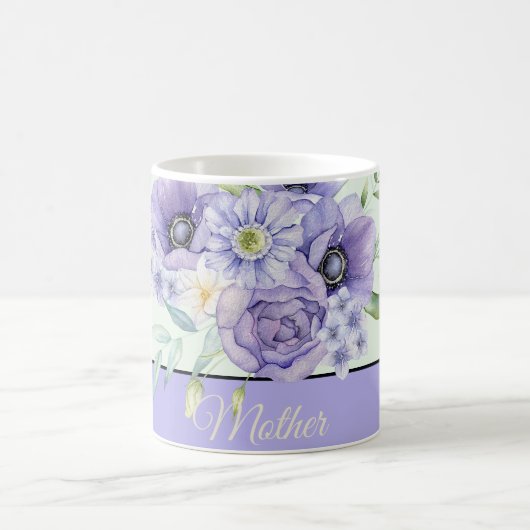 Mug Violet watercolor floral customizable (Centre)