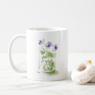 Mug Violettes d'aquarelle de lavande dans un bocal de