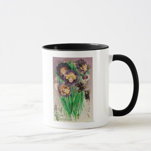 Mug Violettes de Pâques Joyeuses avec des femmes en tê (Droite)
