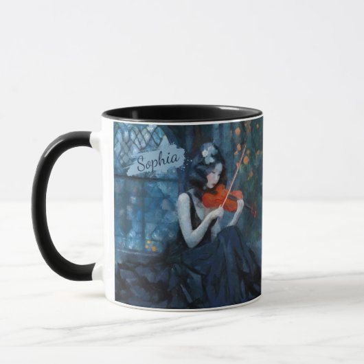 Mug Violoniste gothique Imaginaire foncé dans le jardi (Gauche)