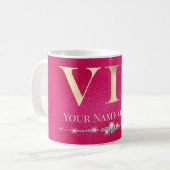Mug VIP or glamour sur rose chaud (Devant gauche)