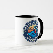 Mug Virginia Beach Virginia VA Vagues marines Vintages (Devant droit)