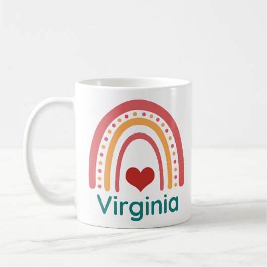 Mug Virginia Nom Vintage Boho Rainbow (Gauche)