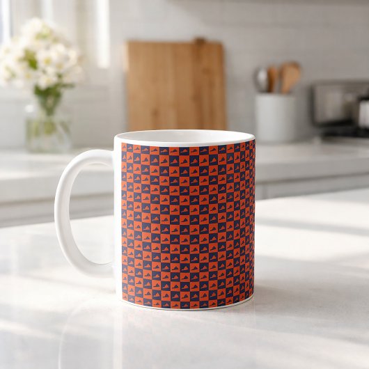 Mug Virginia Pattern Checkerboard Orange Blue