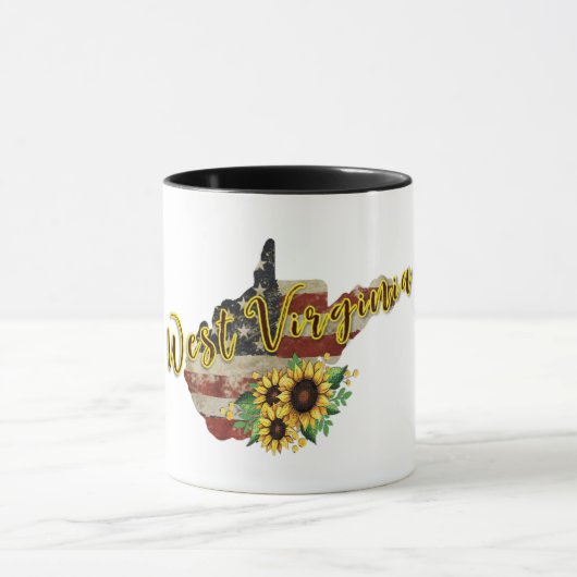 Mug Virginie-Occidentale /Tournesol/Drapeau (Centre)