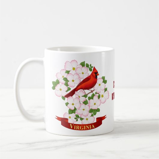 Mug Virginie State Cardinal Bird and Dogwood Flower (Gauche)