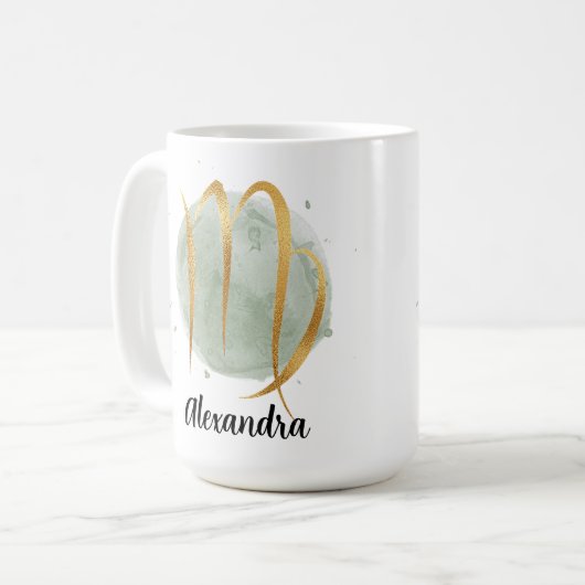 Mug Virgo Aquarelle Personnalisable Zodiac Design Café (Devant gauche)