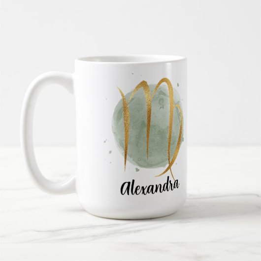 Mug Virgo Aquarelle Personnalisable Zodiac Design Café (Gauche)