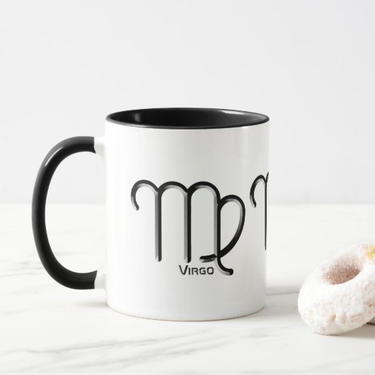Mug VIRGO, Conception abstraite du signe zodiaque, (Avec donut)
