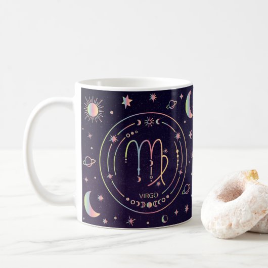 Mug Virgo drôle faits nutritionnels zodiac horoscope (Avec donut)
