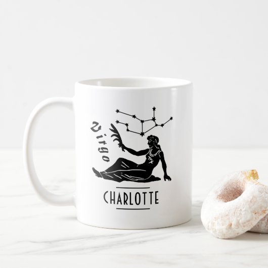 Mug Virgo Maiden Constellation Nom personnalisé Annive (Avec donut)
