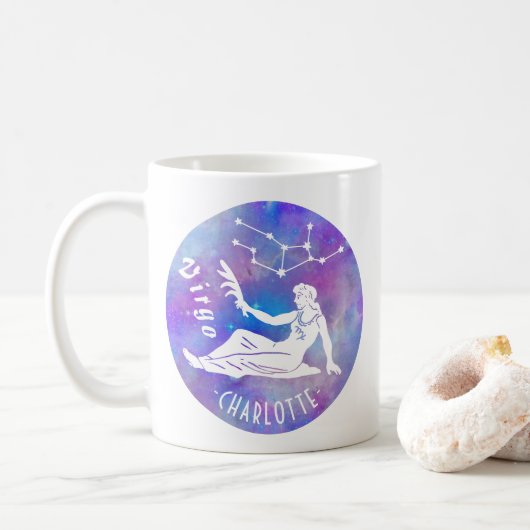 Mug Virgo Maiden Constellation Stations Nom Anniversai (Avec donut)