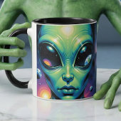 Mug Visage Alien avec des planètes Réflexions dans les