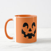 Mug Visage Citrouille Noir Simple Sur Halloween Orange (Gauche)
