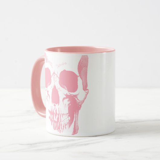 Mug Visage crâne rose (Devant gauche)