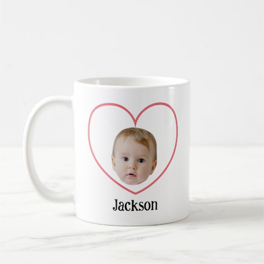 Mug Visage de bébé mignon personnalisé avec ligne card (Gauche)