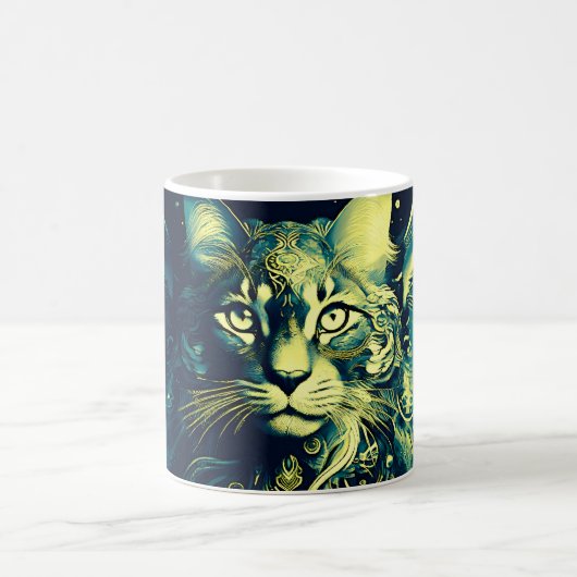 Mug Visage de Chat Coloré Abstrait (Centre)