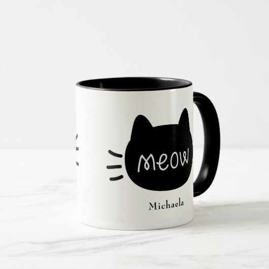Mug Visage de chat mignon Meow (Devant droit)