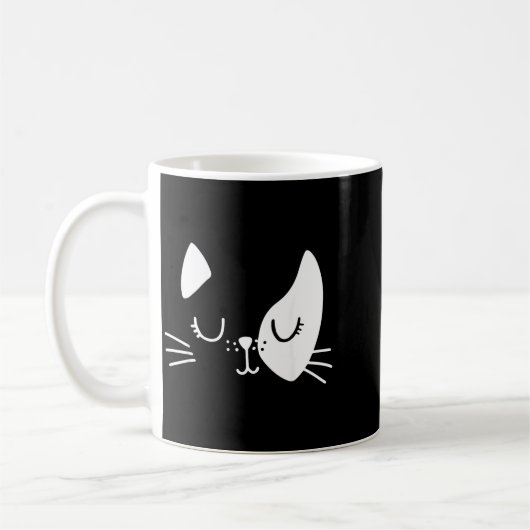 Mug Visage de chat yeux fermés cils Mignon Drôle (Gauche)