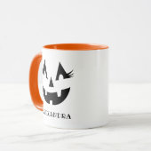 Mug Visage de citrouille à cils mignons pour Halloween (Devant gauche)