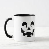 Mug Visage de citrouille noir et blanc avec nom Hallow (Gauche)