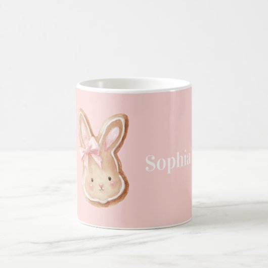 Mug Visage de cookie de lapin arc rose (Centre)