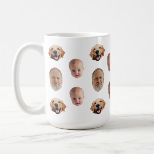 Mug Visage de famille mignonne personnalisé 3 photos M (Gauche)