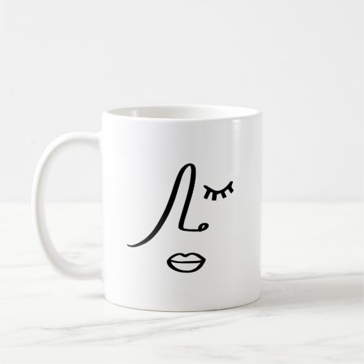 Mug Visage de femme abstrait moderne Design d'art mini (Gauche)
