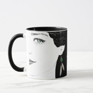 Mug Visage de fille jolie illustration de mode florale
