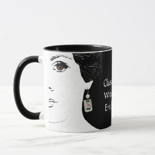 Mug Visage de fille mode florale femme nom personnalis