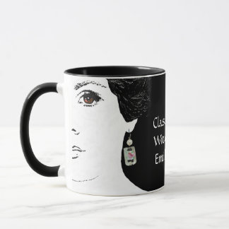 Mug Visage de fille mode florale femme nom personnalis