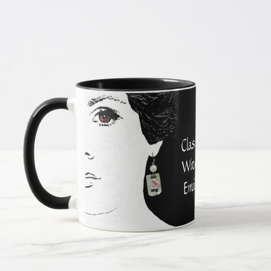 Mug Visage de fille mode florale femme nom personnalis (Gauche)