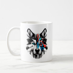 Mug Visage de Husky Géométrique Design d'Art Moderne