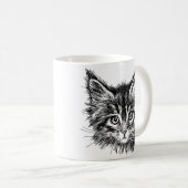 Mug Visage de Kitten noir et blanc (Devant droit)