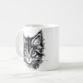 Mug Visage de Kitten noir et blanc (Devant gauche)